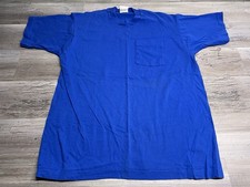 Vintage Single Stitch Blank Pocket Tee Royal Blue Made in USA 90s Size Large