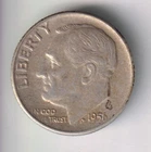 1956-D ROOSEVELT DIME 10¢ DENVER MINT 90% SILVER COIN UNITED STATES OF AMERICA