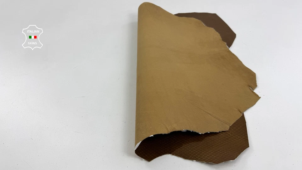 HONEY BROWN PATENT SHINY SNAKE PRINT On Strong Goatskin Leather 3sqf 0.8mm C6451 - Image 3 of 4