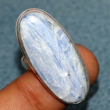 925 Silver Plated Blue Kyanite Ring US 7.5 Modern Design Most Beautiful GW