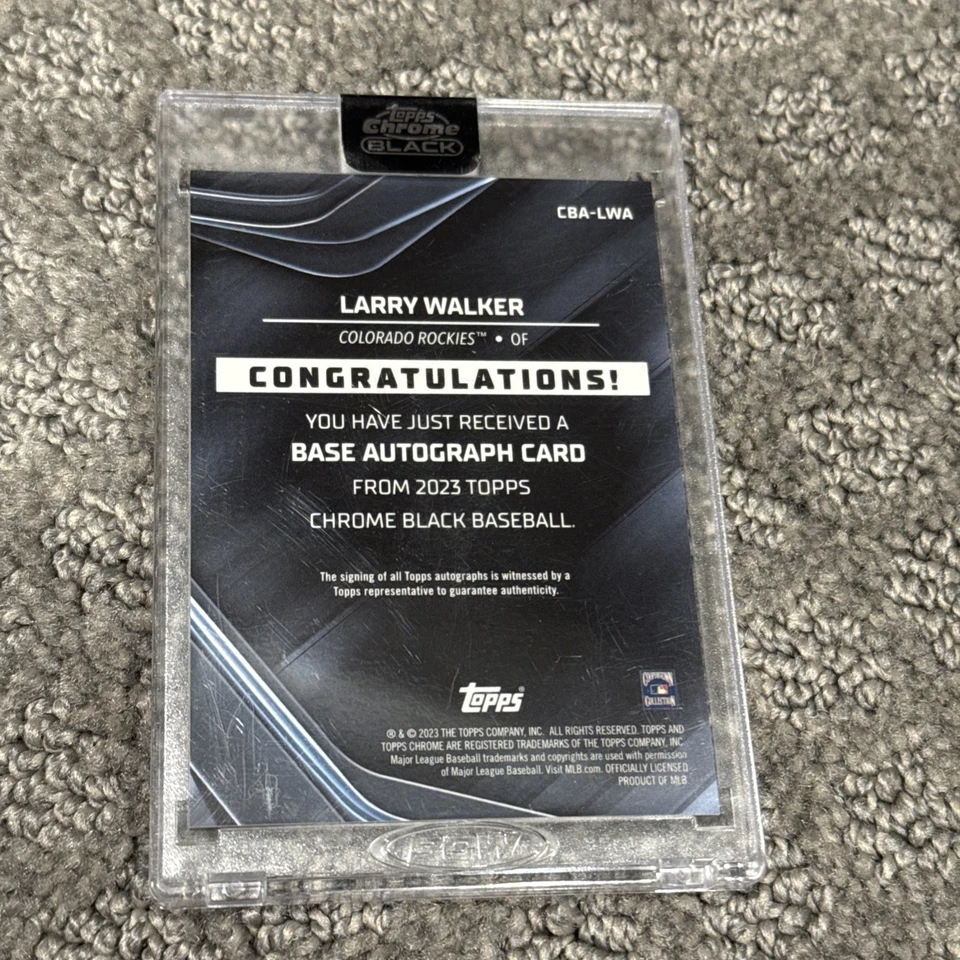 2020 Topps Chrome Black Chrome Black Auto Larry Walker HOF - Image 3 of 3