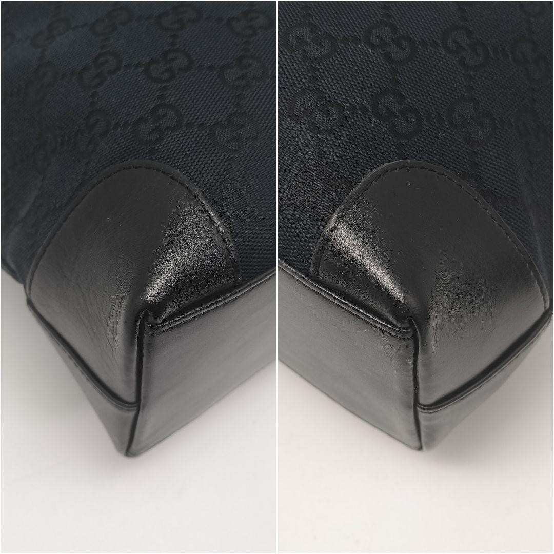 GUCCI Tote Bag GG Pattern Black Leather Canvas Near Mint Condition thumbnail 6
