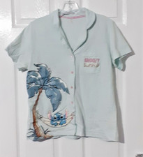 George Disney Stitch Size 12-14 Blue Buttoned Short Sleeve Cotton Pyjama Top