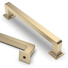 10 PCS 5 Inch 128mm Brushed Brass Kitchen Cabinet Handles Gold Drawer Pulls