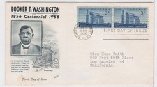 TurtlesTradingPost- Booker T Washington  #1074 FDC 1956  Fleetwood Cachet Pair