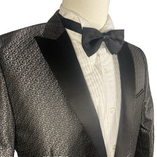 STATEMENT Bespoke 'Bellagio 20' Mens Tuxedo Jacket Black  Silver 38S Italy