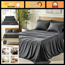 4 Piece Queen Size Sheet Set - Soft Rayon Bamboo Blend, Hypoallergenic & Breatha
