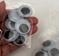 New LOT of 3 PAIRS 1" 2.4 cm LG GOOGLY Wiggle EYES Glue On Craft Doll Google