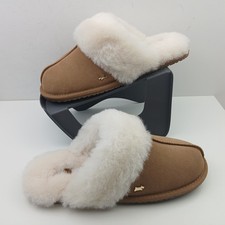 Radley Chelsea Creek Women's Shearling Cuff Slip On Slippers Tan UK 8 EU 42 NEW