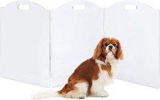Clear Acrylic Freestanding Dog Gates for the House   Folding 3-Panel Pet Gates