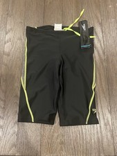Mens Speedo Race Tech Jammers Compression Shorts swimsuit 30 Black Neon New