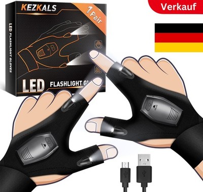 LED Handschuhe mit Wasserdichter Beleuchtung Reparatur bei Nacht Fischen NEU