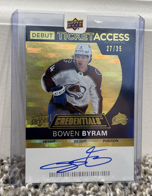 2020-21 Upper Deck Credentials Debut Ticket Access Bowen Byram Auto #DTAA-BB /35