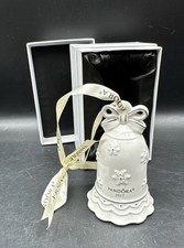 PANDORA Christmas Ornament 2017 Porcelain Bell in Original Box White Silver