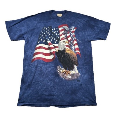 Vintage The Mountain Shirt Men 2xl Leather Tag Eagle American Flag Patriotic Y2K
