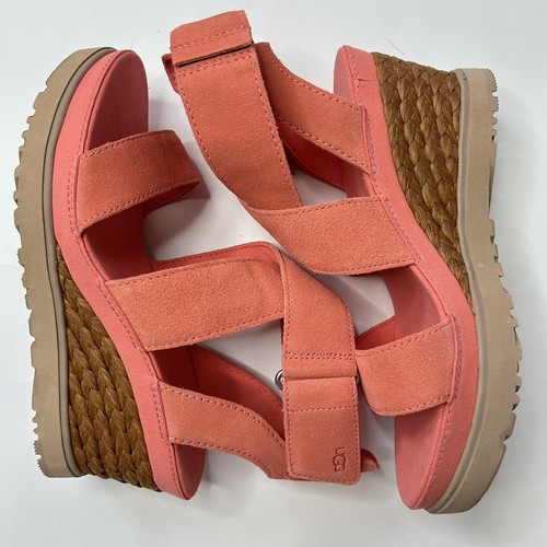 UGG Women's Ileana Ankle Wedge Sandal Size 8 Coral - Picture 5 of 9