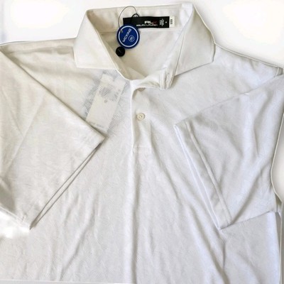 New Ralph Lauren RLX Golf Mens M White Polo Shirt Moisture Wicking Sailboats