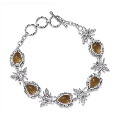 D'Joy Artisan Crafted Brazilian Citrine Bee Bracelet Sterling Silver 6.50-8.0In