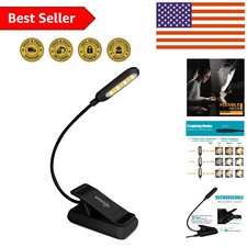 Rechargeable Clip-On Reading Light with 7 LEDs and 9 Color Temperatures, Black