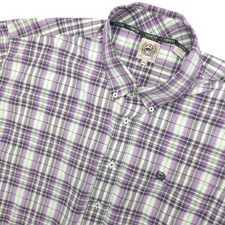 Cinch Shirt Mens XL Purple Plaid Short Sleeve Button Up Cotton Casual Top