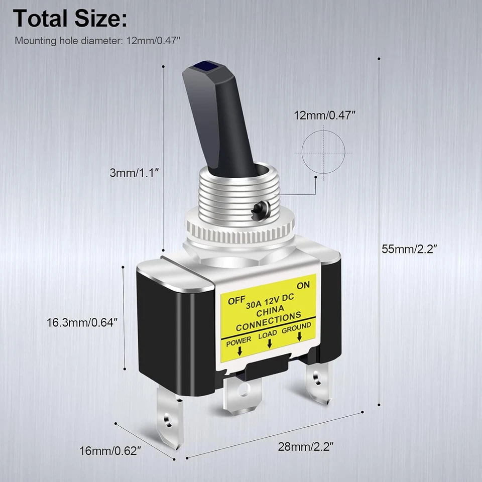 Blue LED Light 3Pin Rocker Toggle ON/Off Switch 30A 12V for Car Boat Marine Lot - Image 2 of 4