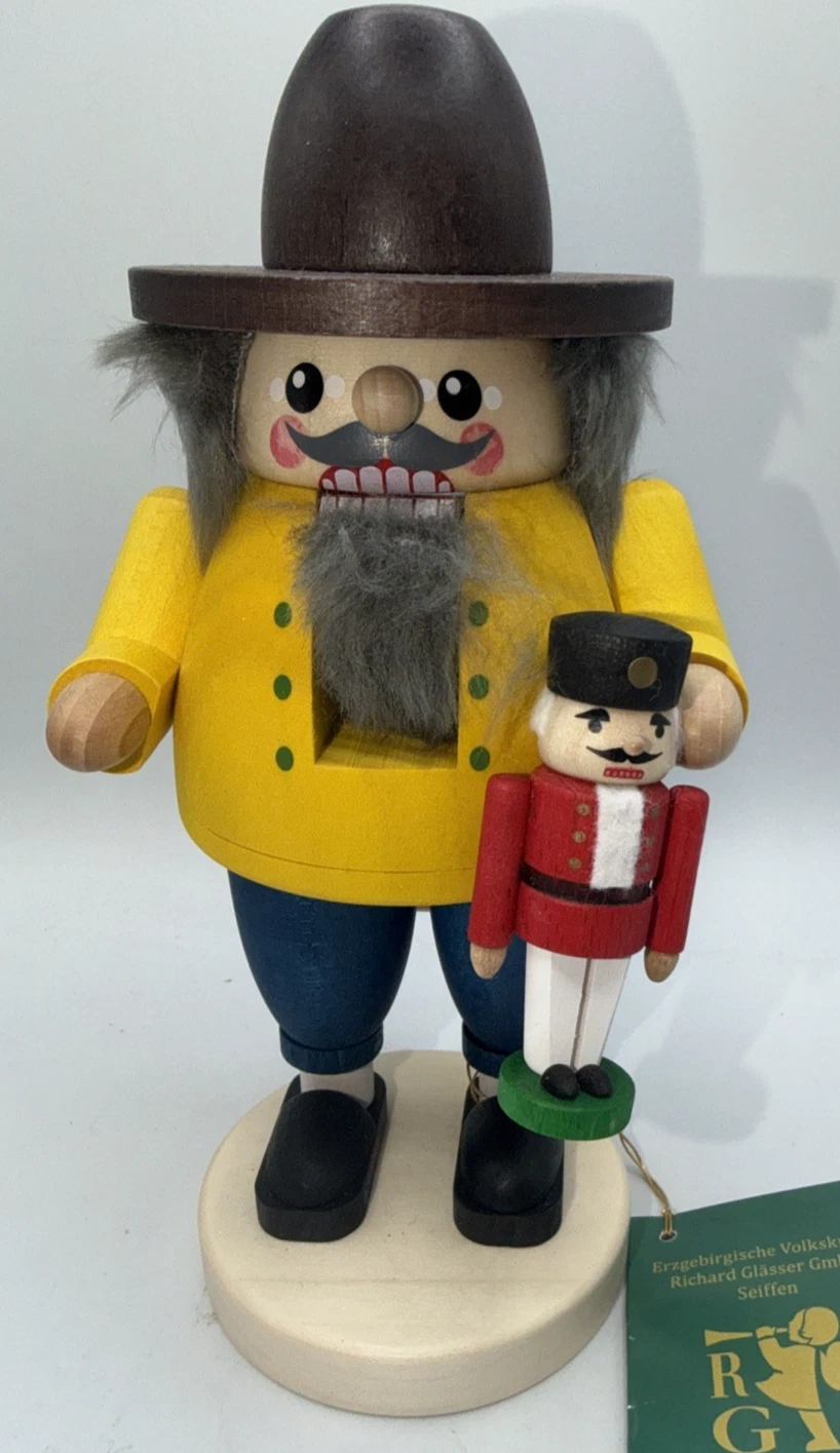 Wooden Nutcracker Yellow Suit Richard Glasser Erzgebirgische Germany New 8.5"