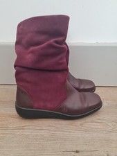 Image of Hotter “Jade” Burgundy / Maroon Suede Leather Boots Size Uk 5 Unused New