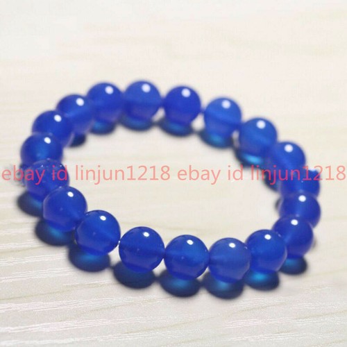 Natural 6/8/10/12mm Topaz Jade Aquamarine Gemstone Beads Bangle Bracelet 7.5" AA - Picture 11 of 22