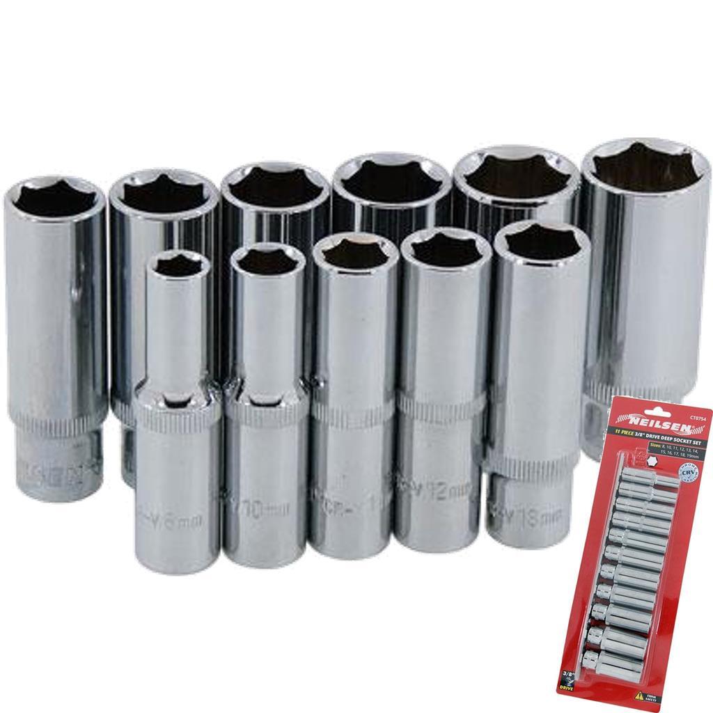 Deep Sockets 3/8in Drive 11pc Metric Chrome Vanadium Set - Image 4