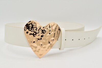 Chunky Wide Belt Heart Buckle Gold Pebble Thick 26