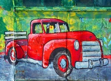 Framed Canvas Street art fj holden red car  graffiti Urban  Art    