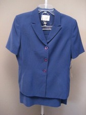 NWT LE SUIT Starlight Blue Short Sleeve 3 Button Skirt Suit Sz 12P