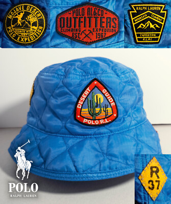 NP 179  Polo Ralph Lauren Bucket Hat S/M warm gefüttert Outdoor Hut Mütze Blau
