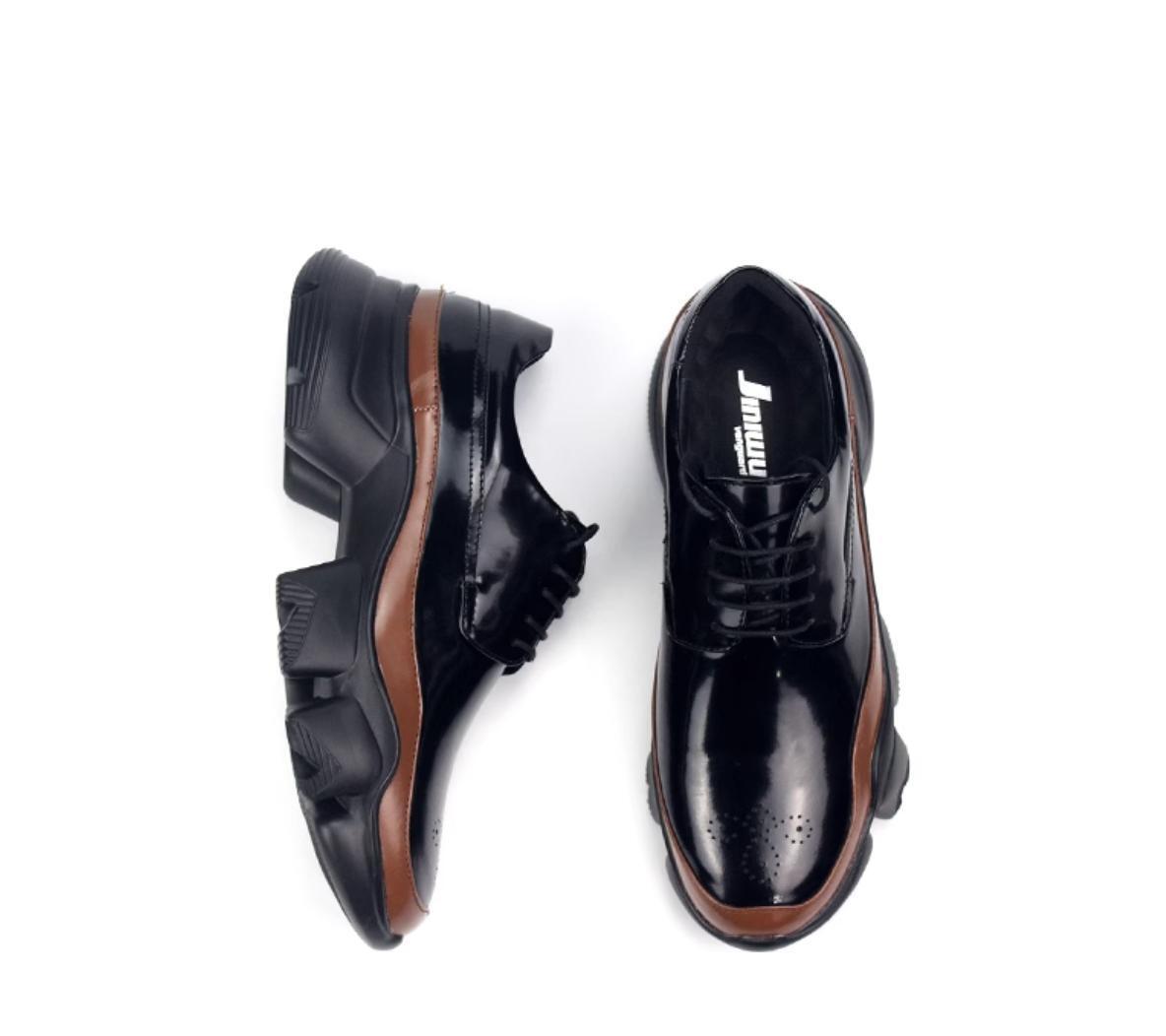 SAOLA Sneaker da uomo moda sport creeper in pelle nera gioventù scarpe stringate comfort