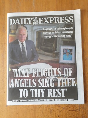 Daily Express - 10. September 2022 - King Charles Rede / 32 Seiten Queen Tribute