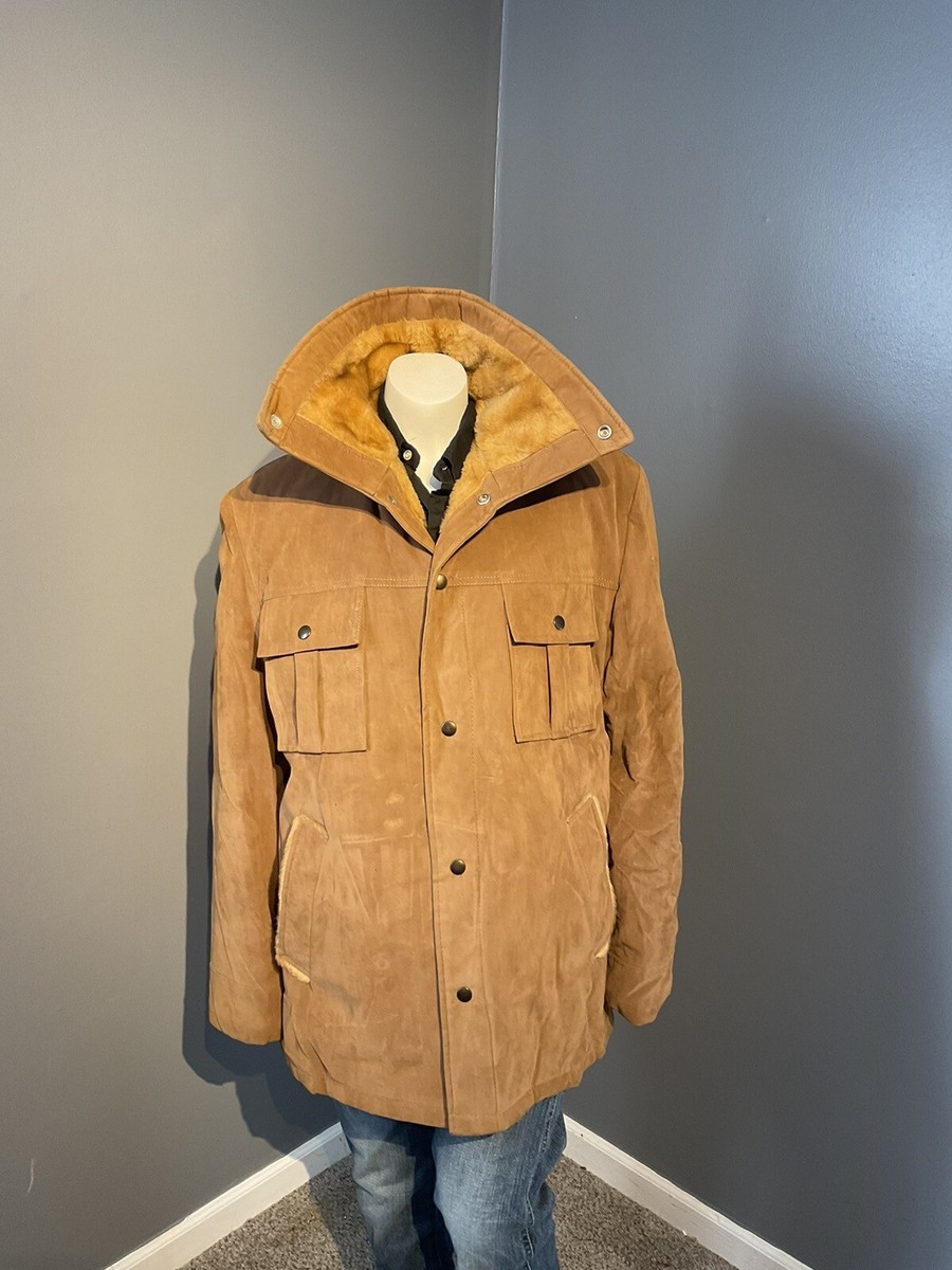 vintage 1960s Tan suede jacket Men's Size Med/lrg Faux Fur vintage 1960s Tan suede jacket Men's Size Med/lrg Faux Fur