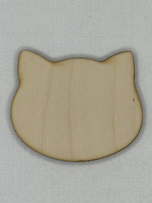 Custom Laser Cut Unfinished Cat Head Shape Wood Cutouts