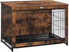 Rustic Wooden Dog Crate Furniture with Double Doors & Pull-Out Tray, 38.6