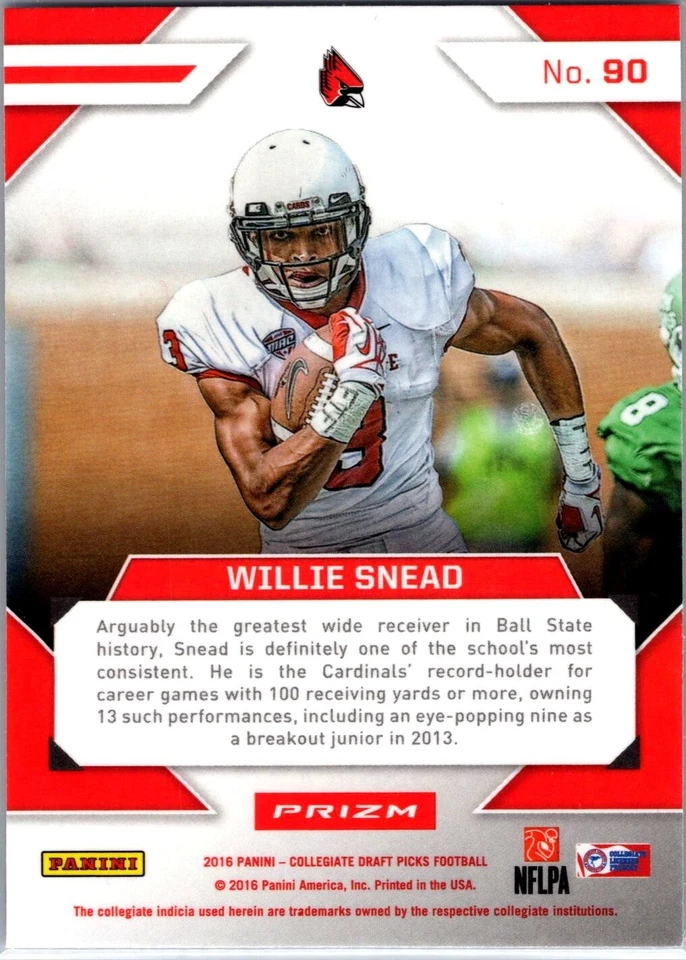 2016 Panini Prizm Collegiate Draft Picks - Willie Snead Stained Glass #90 - Image 2 of 2