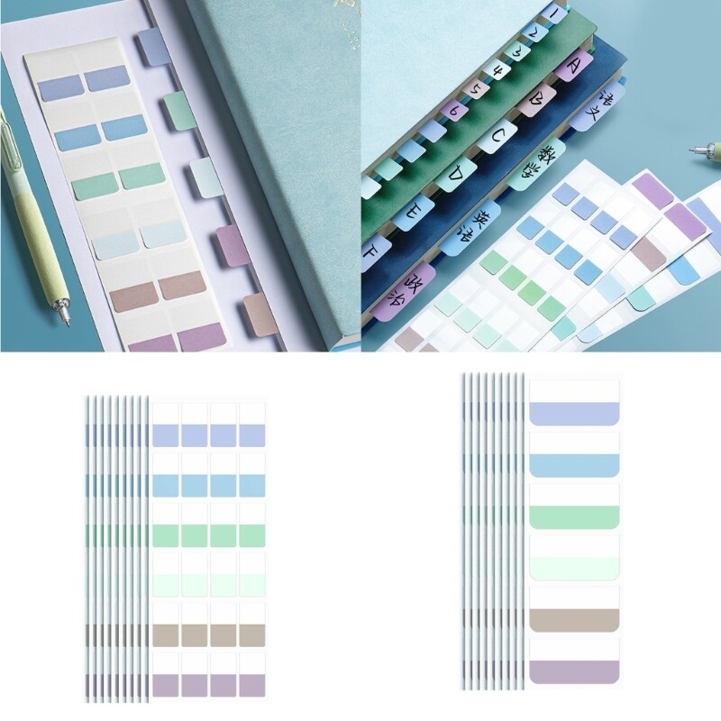 10 Self-Adhesive Sticky Index Tabs for Students - Colorful Page Markers-image