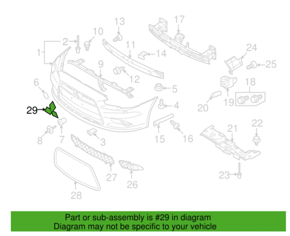 EMBLEMA DELANTERO con adhesivo para Mitsubishi Lancer Mirage Outlander Eclipse 7415A603 Foto 3 de 3