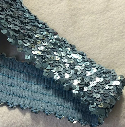 Vintage blau elastisch Pailletten Borte Gürtel Kostüme jede Handarbeit sehr glänzend Stirnbänder - Bild 8 von 12