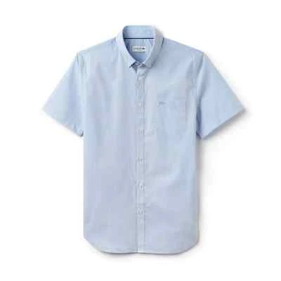 Chemise Homme LACOSTE CH0440-58M Coupe Regular Manche Courte Coton Bleu/Blanc - Photo 1/2
