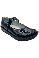 Alegria Leather Adjustable Slip-On Mary Janes Marcy Black Patent