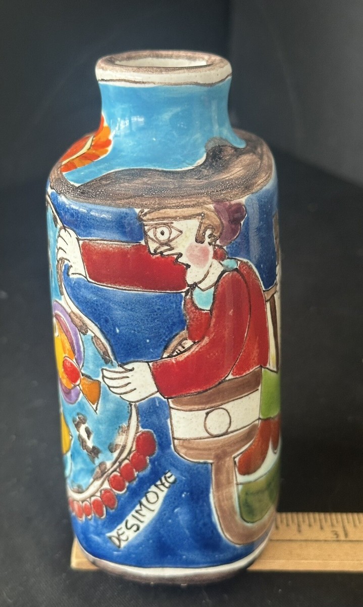 DESIMONE イタリア製 花瓶 DeSimone Italy Art Pottery MCM Handmade Signed Bottle with