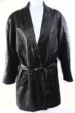 Black Leather Jacket Coat Navarre Leather Co Italian Stone Design Womens Med M