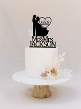 Silhouette Wedding Cake Topper Personalized Mr and Mrs Wedding Cake Topper