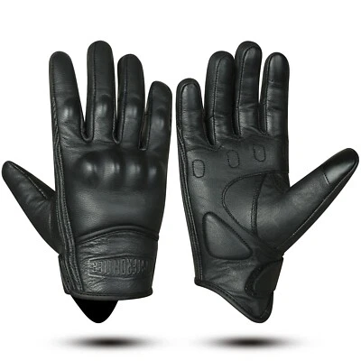 PRO FUTURE Guanti da moto in pelle da uomo Guanti protettivi da moto da corsa neri