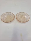 2 HOCKING DEPRESSION GLASS PINK QUEEN MARY 4 1/4" BERRY BOWLS PRISMATIC VERTICAL