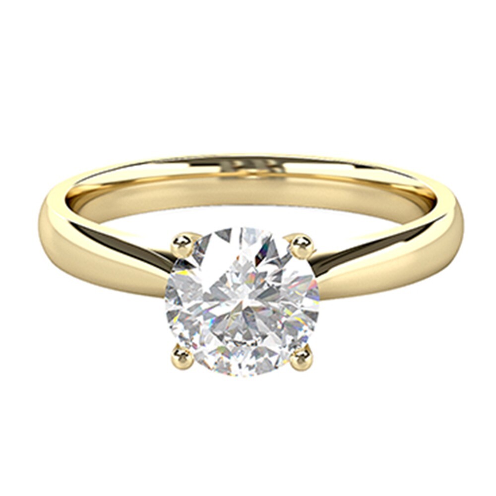 Anillo de boda de moissanita redondo de 2,00 quilates oro amarillo sólido de 14 quilates talla 6,25